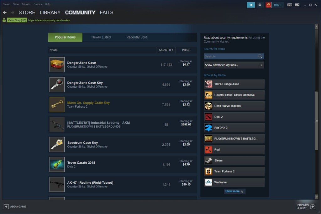 CS2 Steam Marketplace