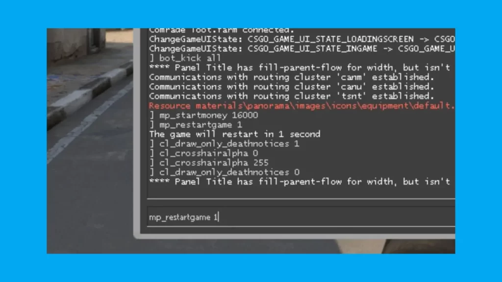 CS2 console, restartgame