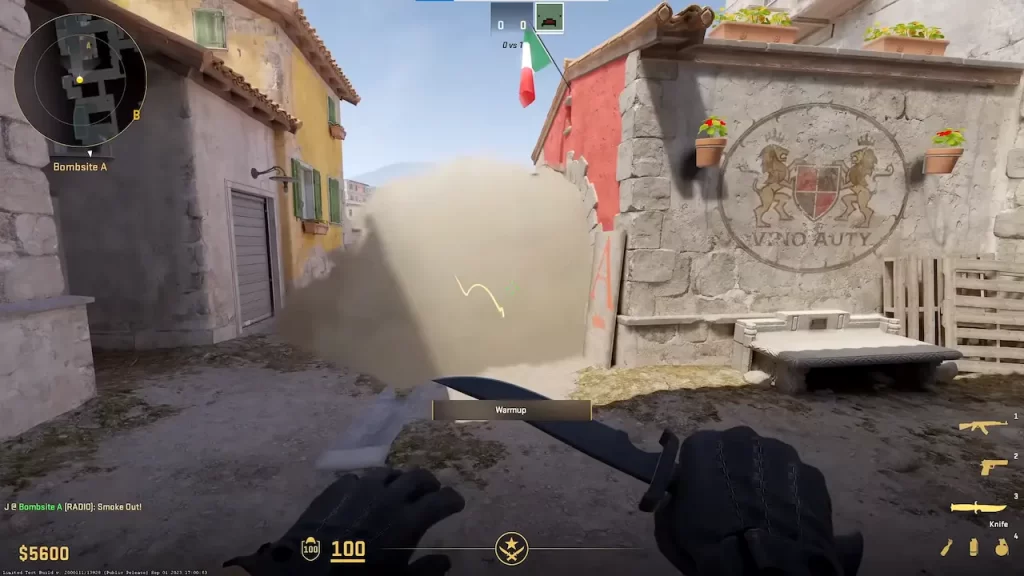 CS2 smoke on Inferno 1v1 map