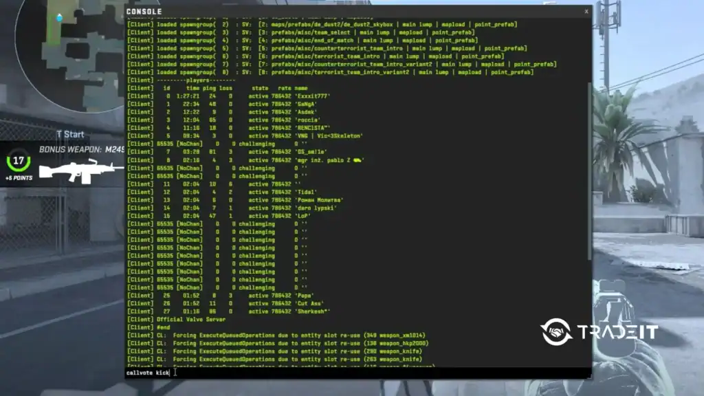 Run the callvote kick Command in CS2