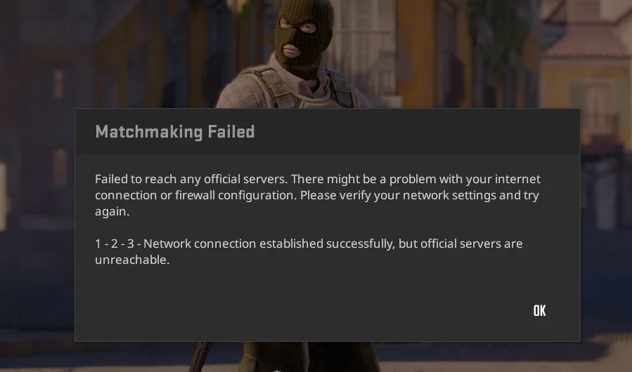 Matchmaking error cs2