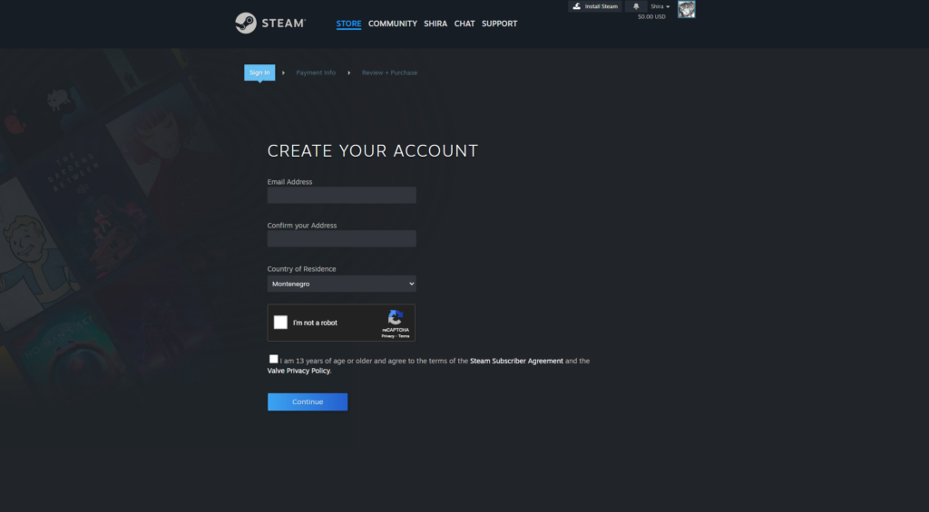 Creating a Steam Account