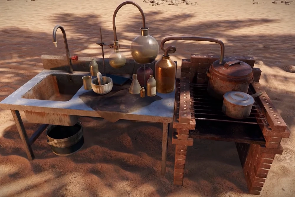 Brewing Teas on the Rust Mixing Table