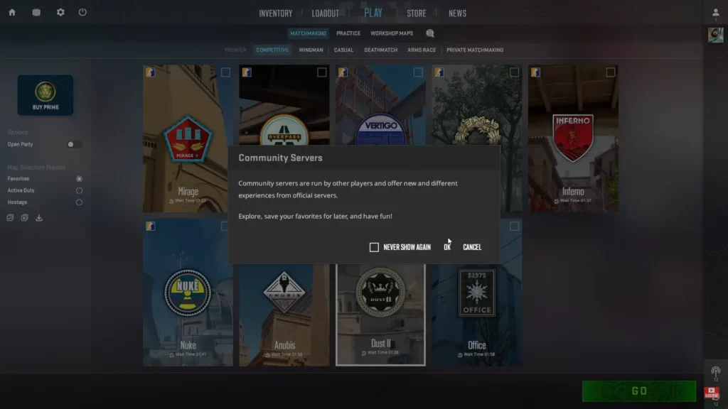 CS2 how to play on community servers