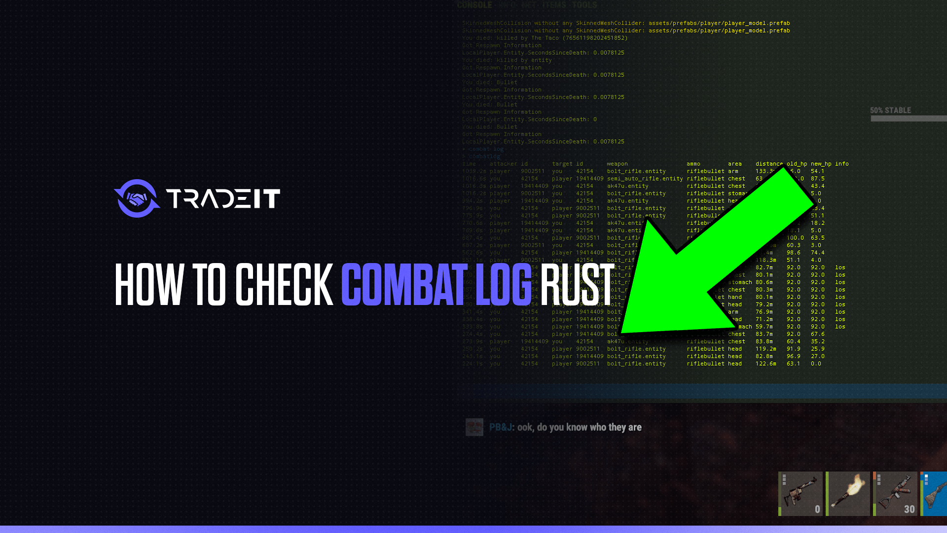 Discover the importance of the combat log in Rust