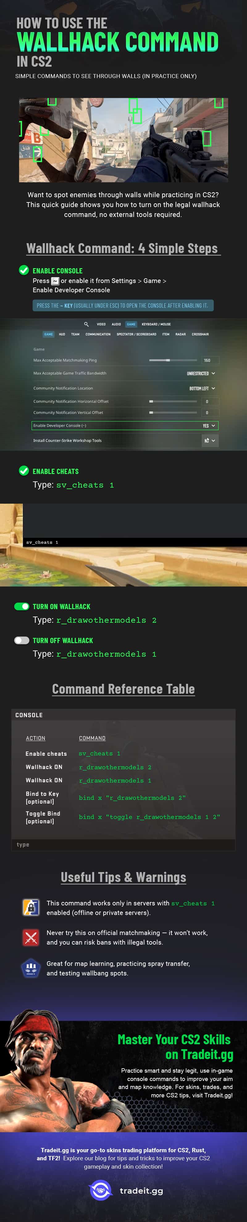 How to use the Wallhack Command in CS2 infographics