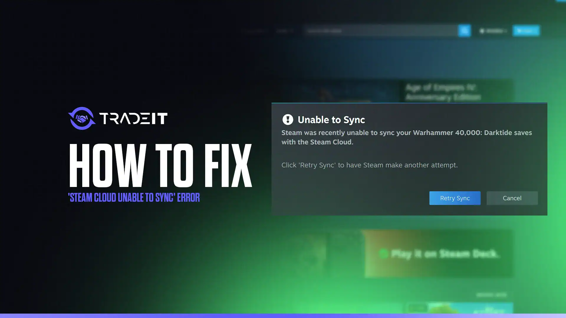 Learn how to fix the "Steam Cloud Unable to Sync" error. This Steam error can be annoying from time to time but it's not hard to fix.