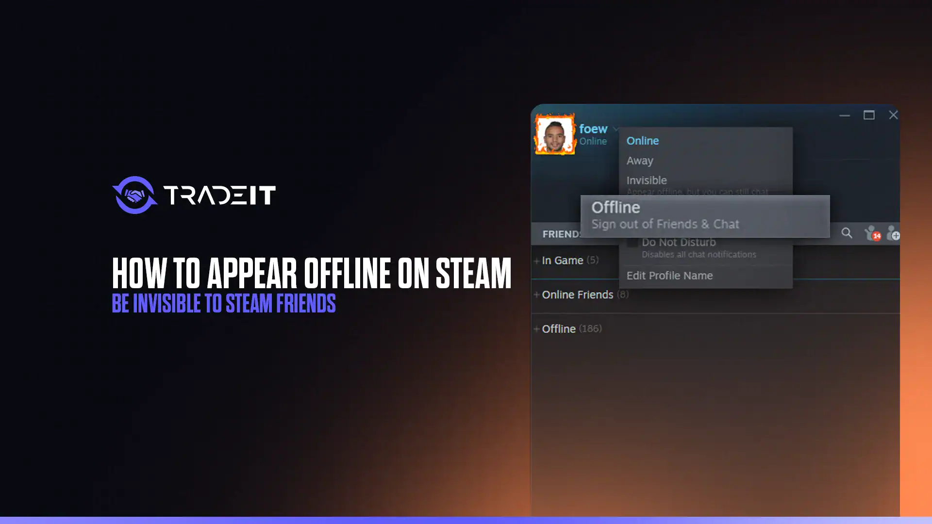 Learn how to appear offline on Steam. Going invisible from time to time is crucial if you're playing games that require 100% of your attention.