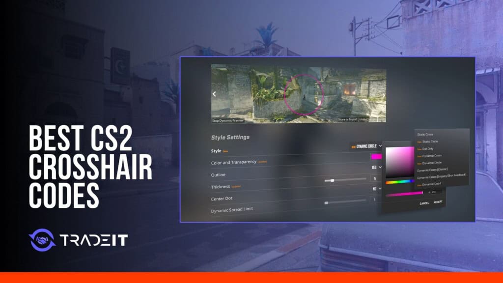 CS2 crosshair appearance and settings preview