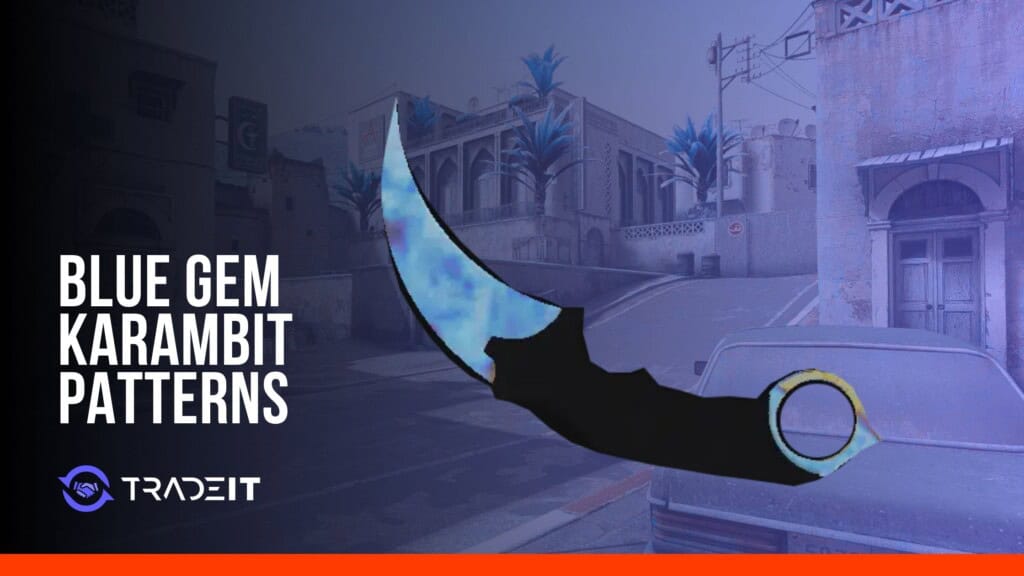 Karambit Case Hardened pattern 387 on a Tradeit Blue Gem featured cover