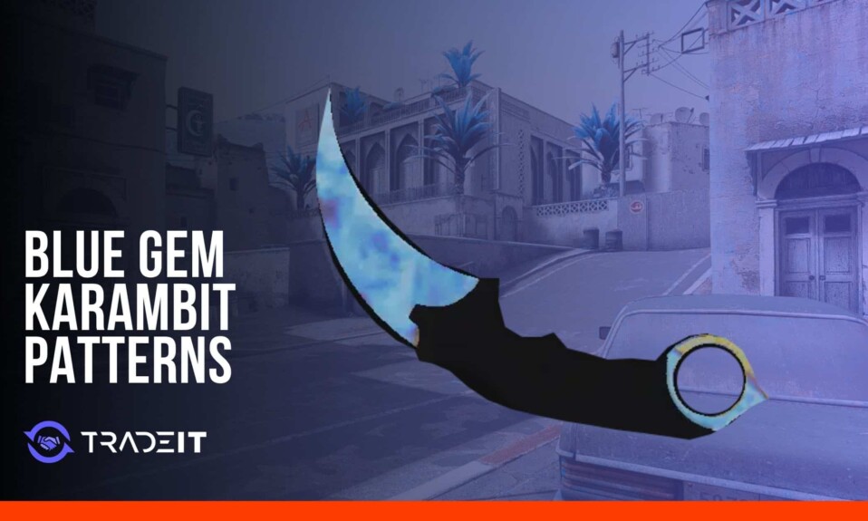 Karambit Case Hardened pattern 387 on a Tradeit Blue Gem featured cover