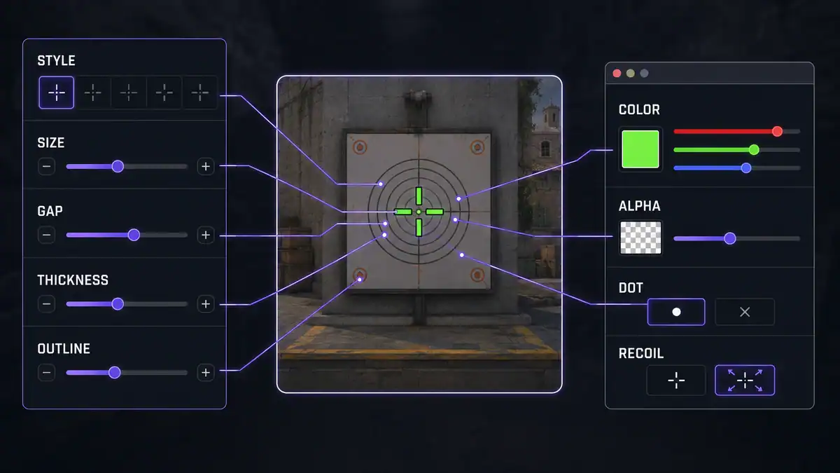 CS2 crosshair configuration UI and command reference