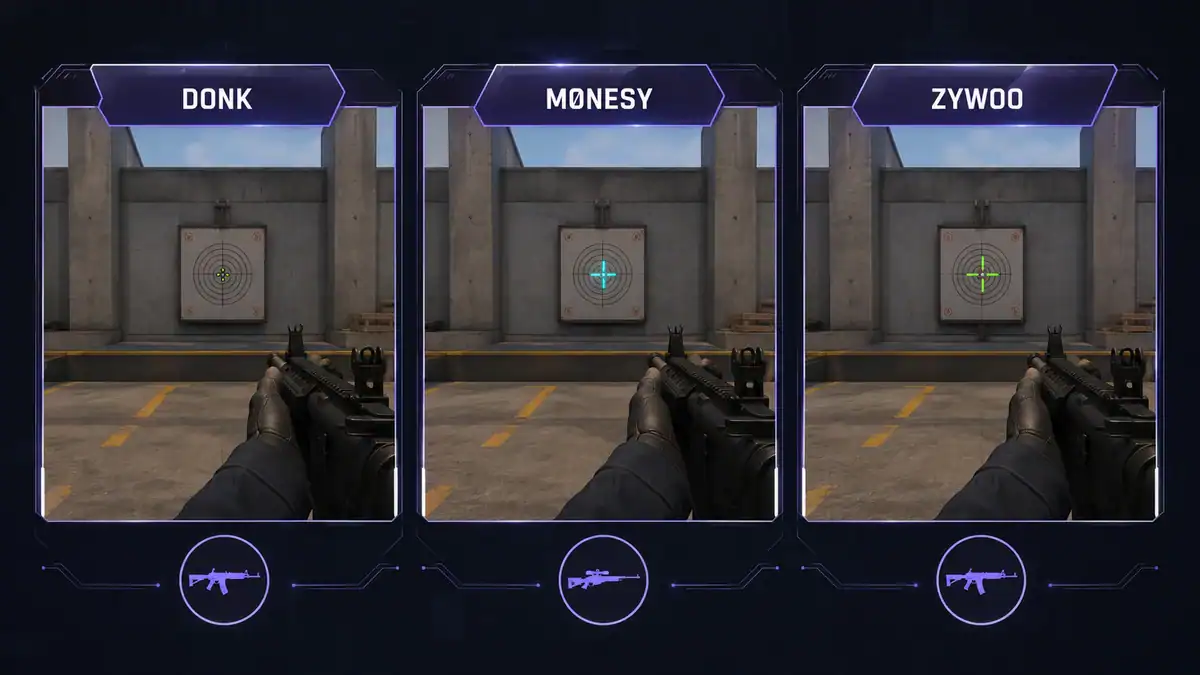 donk, m0NESY, and ZywOo CS2 crosshairs in 2026