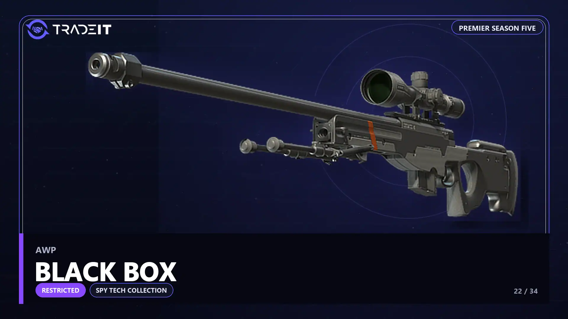 AWP | Black Box, a Restricted skin from the CS2 Spy Tech Collection