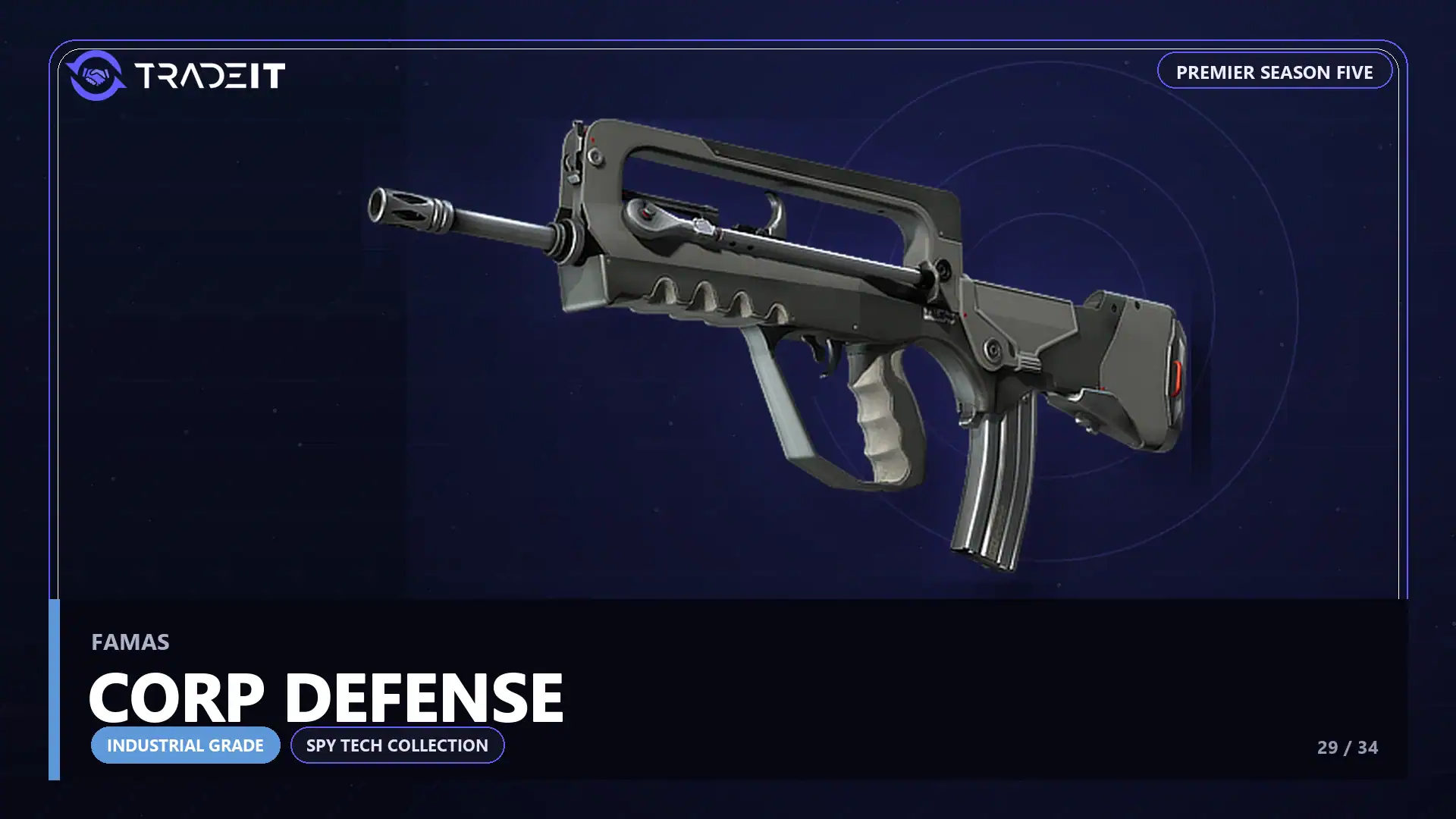 FAMAS | Corp Defense, an Industrial Grade skin from the CS2 Spy Tech Collection