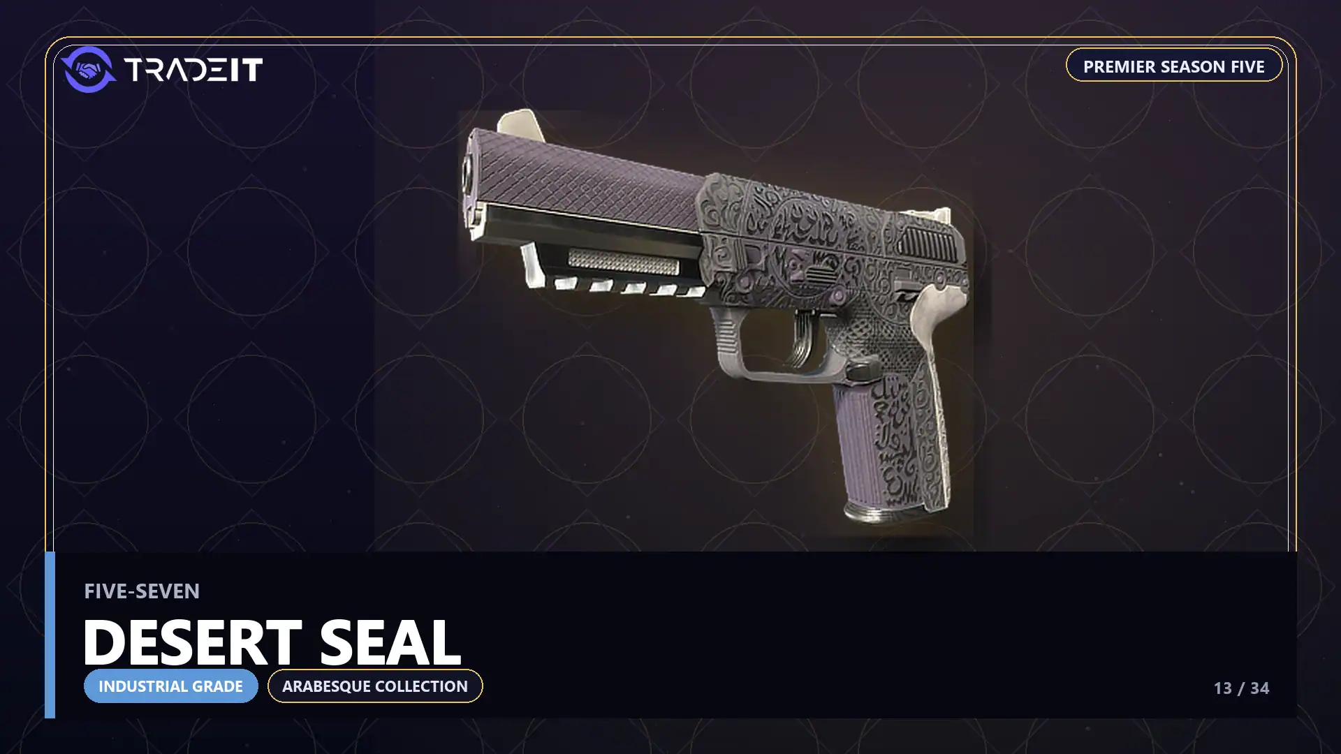 Five-SeveN | Desert Seal, an Industrial Grade skin from the CS2 Arabesque Collection