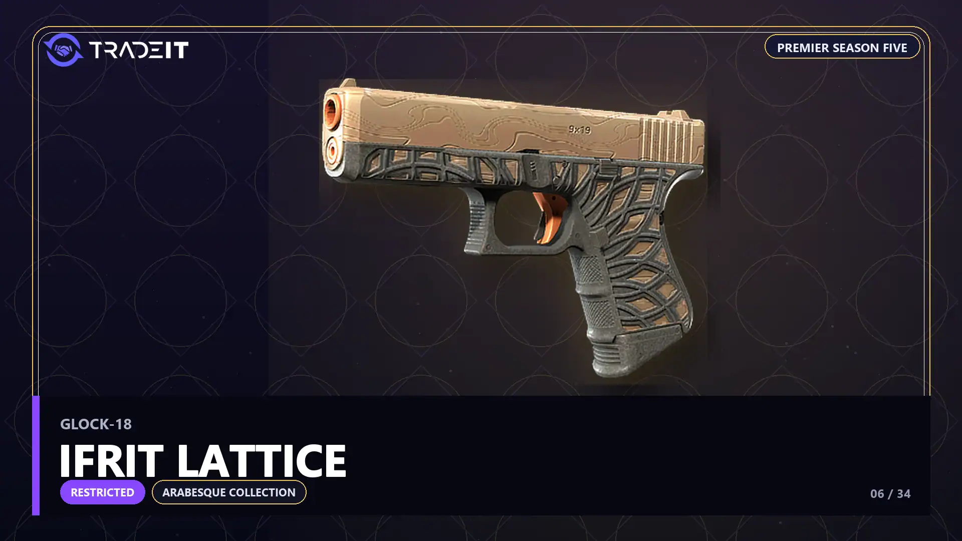 Glock-18 | Ifrit Lattice, a Restricted skin from the CS2 Arabesque Collection