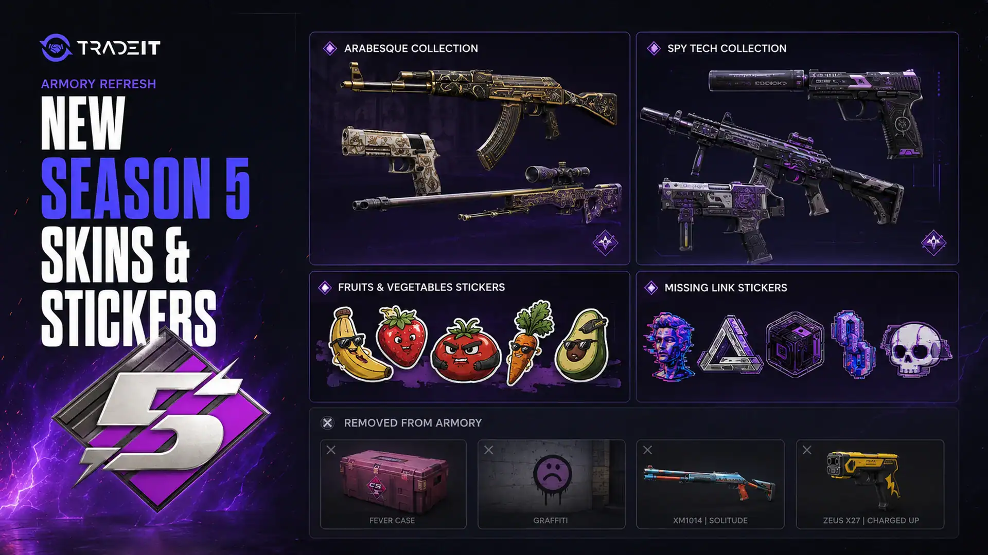 New CS2 Season 5 skins and sticker collections