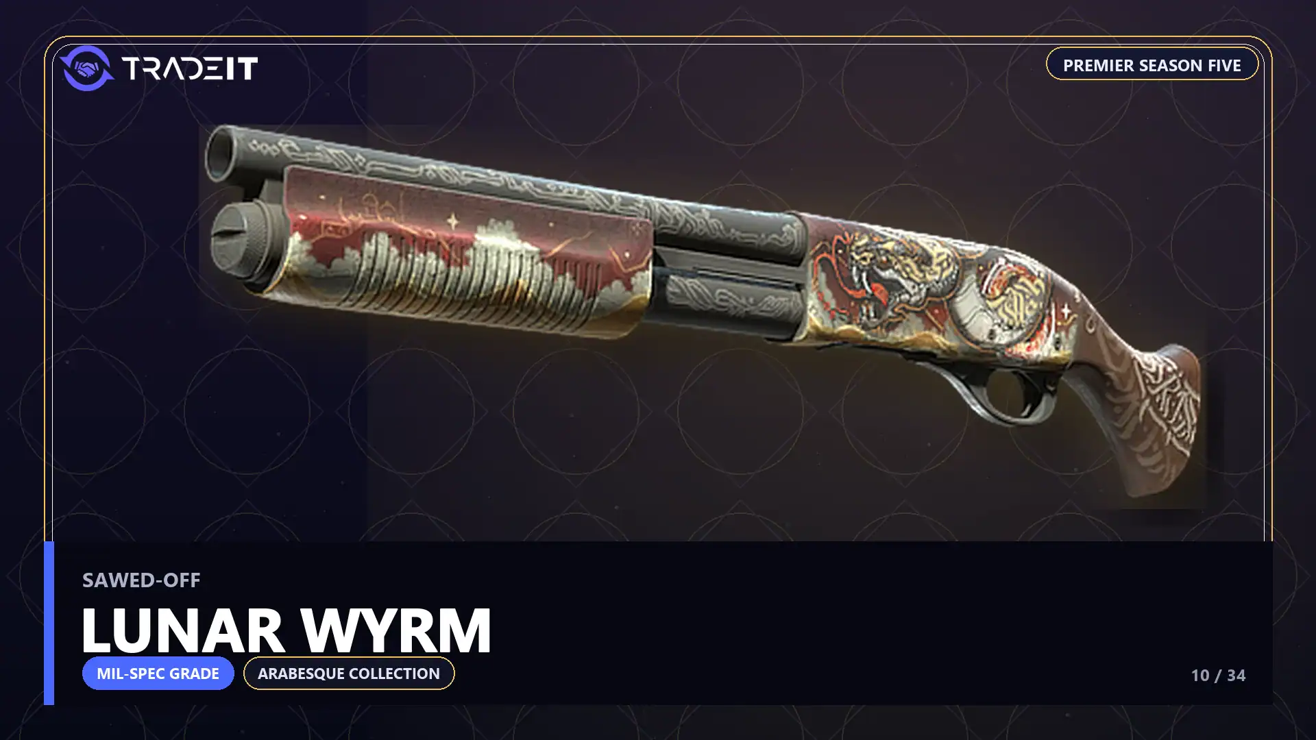 Sawed-Off | Lunar Wyrm, a Mil-Spec Grade skin from the CS2 Arabesque Collection