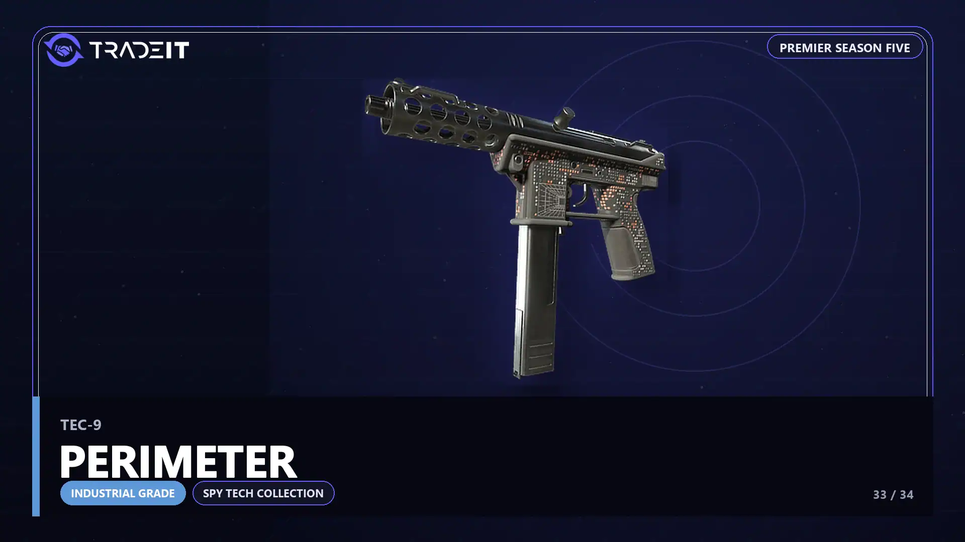 Tec-9 | Perimeter, an Industrial Grade skin from the CS2 Spy Tech Collection