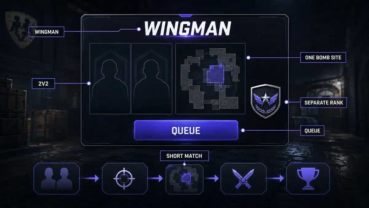 CS2 Wingman 2v2 ranked matchmaking interface