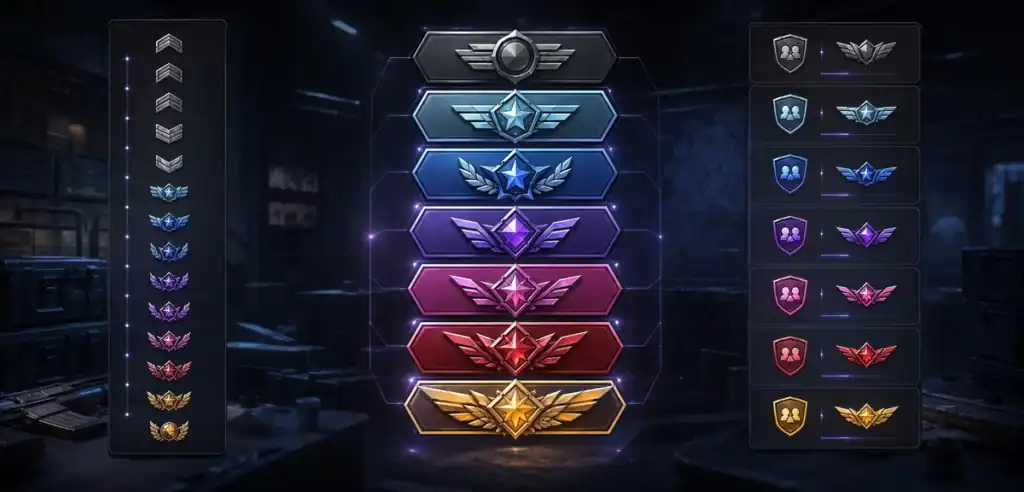All CS2 ranks across Premier, Competitive, and Wingman