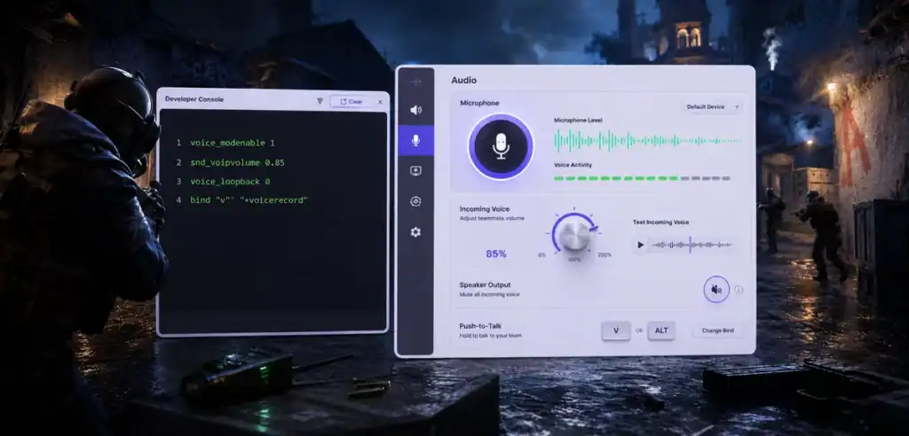 CS2 voice commands and microphone settings