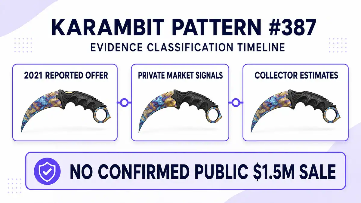 Karambit Blue Gem pattern 387 price evidence timeline