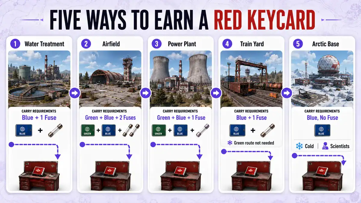 Red Keycard reward locations in Rust monuments