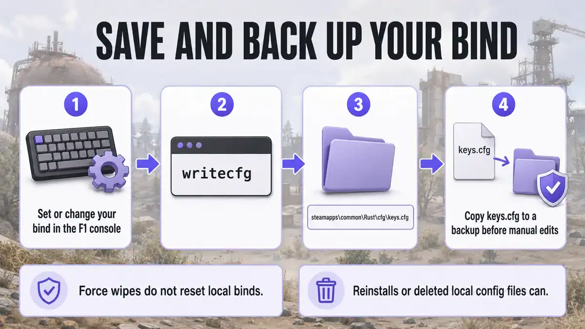 Saving Rust keybinds with writecfg and keys.cfg