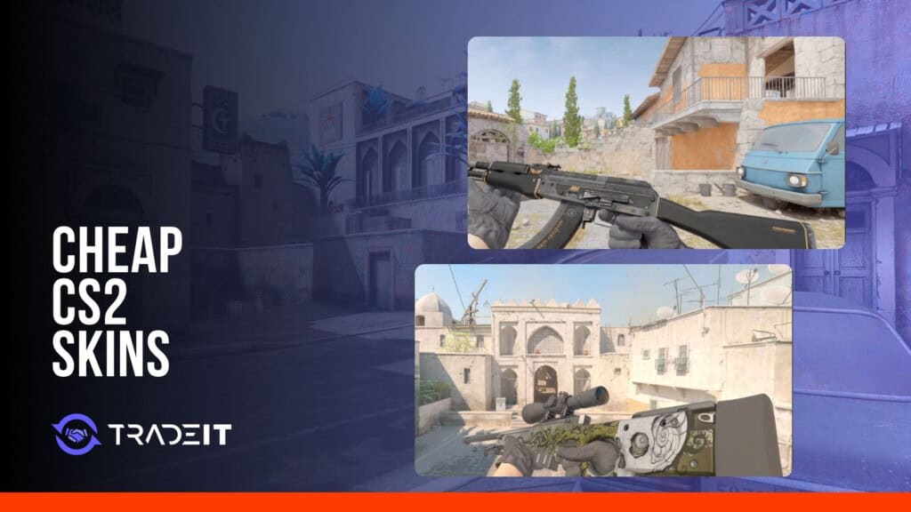 Cheapest CS2 skins featuring AK-47 Elite Build and AWP Worm God
