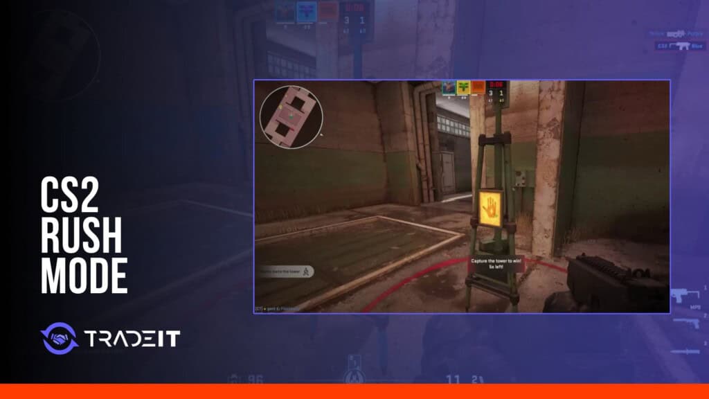CS2 Rush mode tower-control gameplay in a Tradeit featured cover